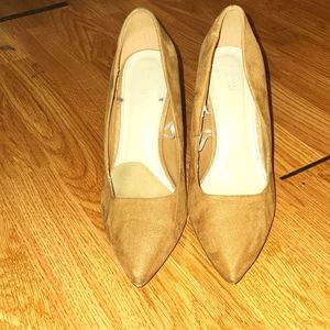 Tan Suede Pointed Toe Pumps
